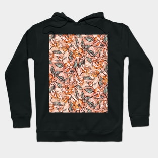 Chalk Pastel Peonies in Peach Pink Hoodie